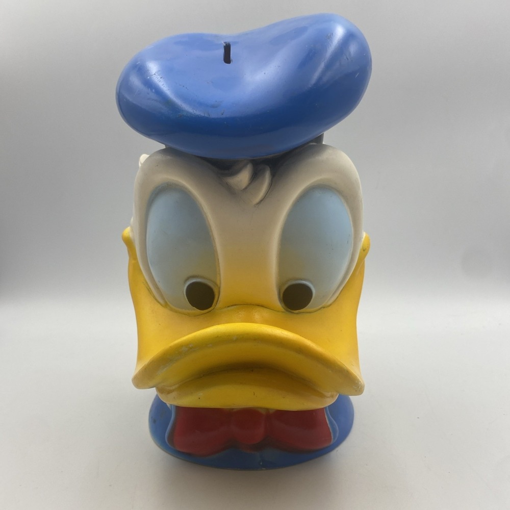 Vintage 1971 Disney Donald Duck Piggy Bank  10" With Stopper